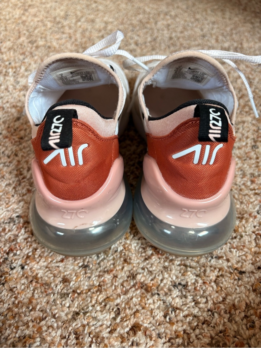 Nike Air Max 270 Women’s Sneakers - White & Peach Orange - Picture 5 of 8